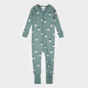 Petit Lem Baby Penguin Print on Teal Convertible Sleeper