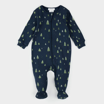 Petit Lem Trees Print on Navy Sleeper