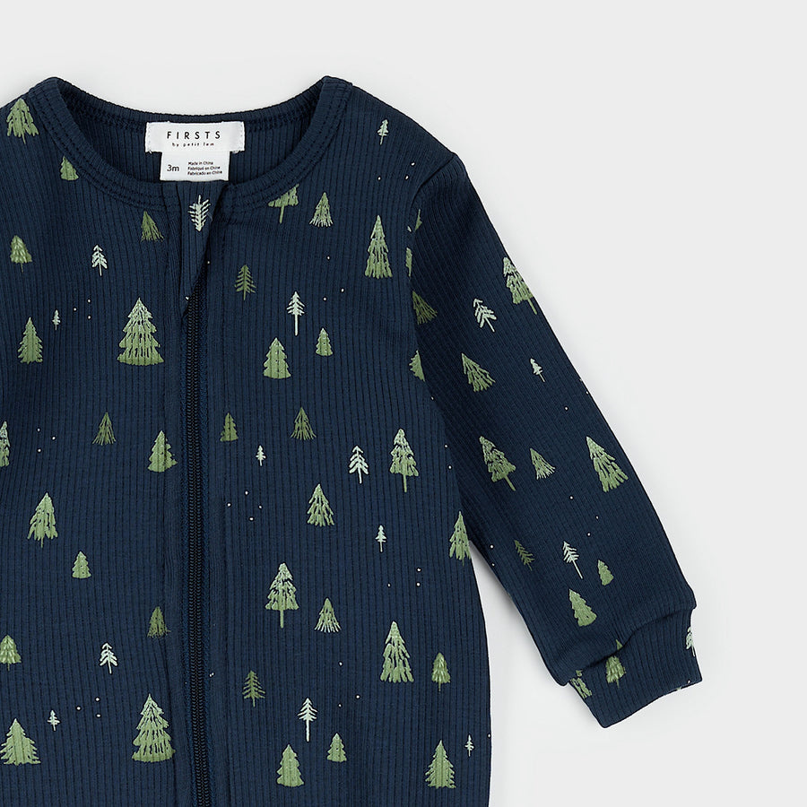 Petit Lem Trees Print on Navy Sleeper