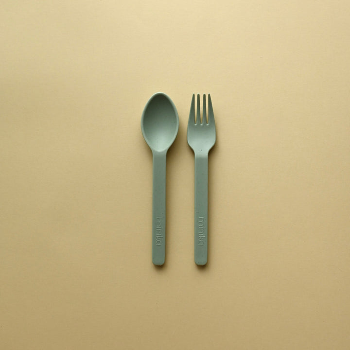 Minika Ensemble d'ustensiles en paille de blé - Sage (nouvelle version)