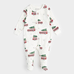 Petit Lem Festive Cars Print on Off-White Sleeper