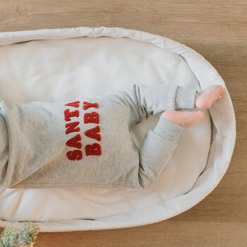 Petit Lem Combinaison en molleton gris chiné imprimé « Santa Baby »