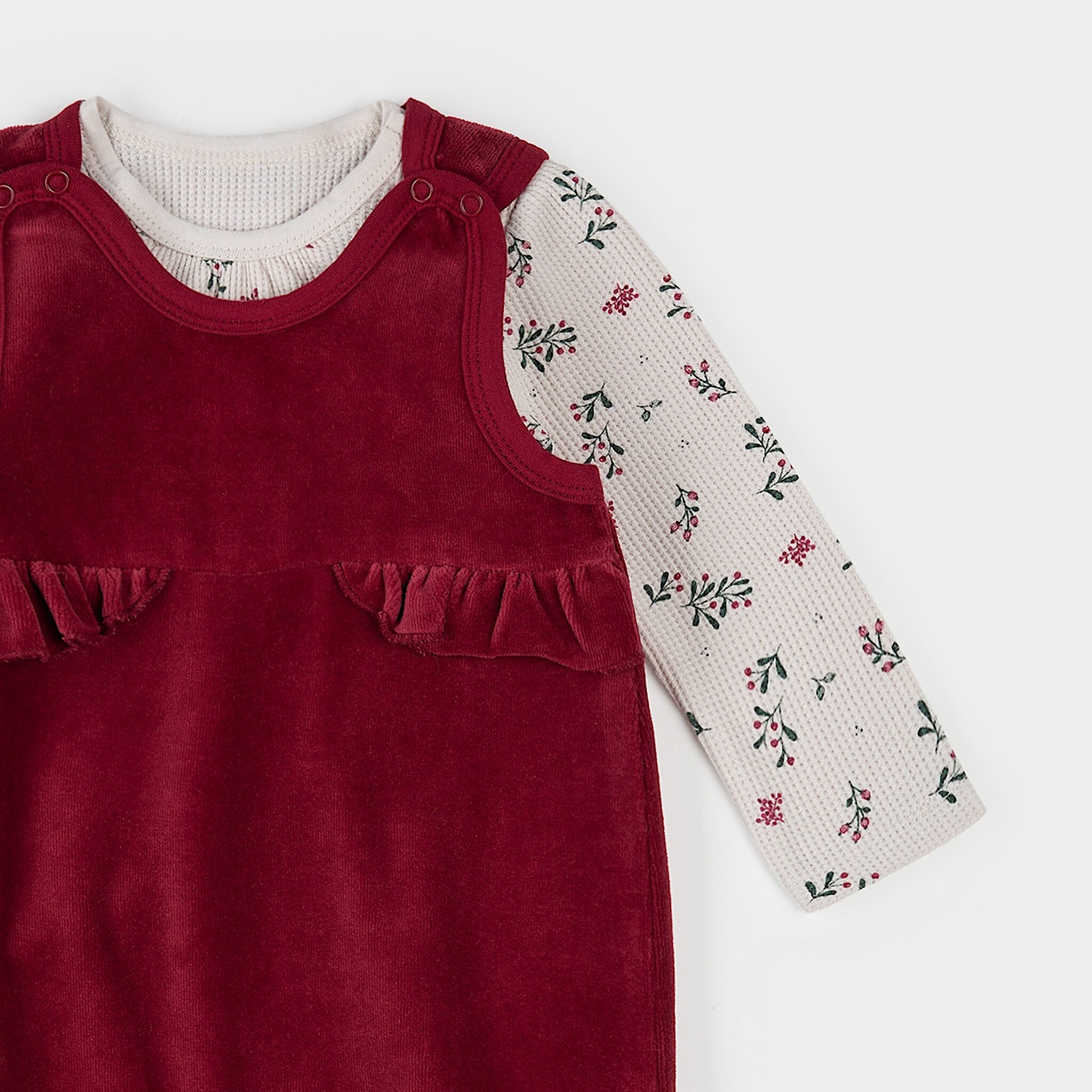 Petit Lem Ensemble salopette thermique imprimé baie d’hiver et houx