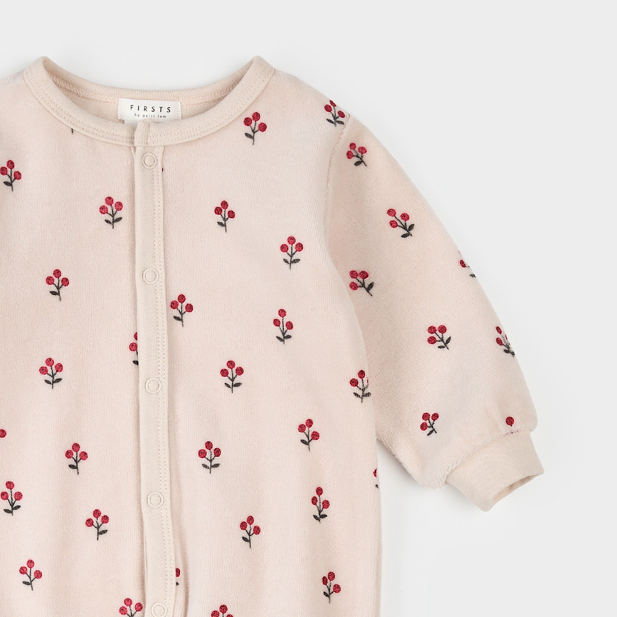 Petit Lem Dormeuse en velours rose clair imprimé baie d’hiver