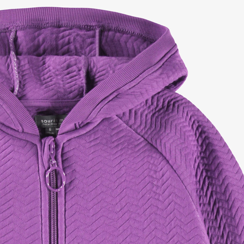 Souris Mini Veste mauve à capuchon
