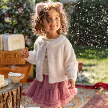 Souris Mini Cardigan blanc pelucheux