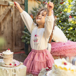 Souris Mini T-shirt crème avec illustration