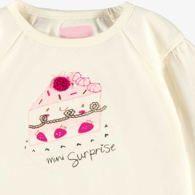 Souris Mini T-shirt crème avec illustration