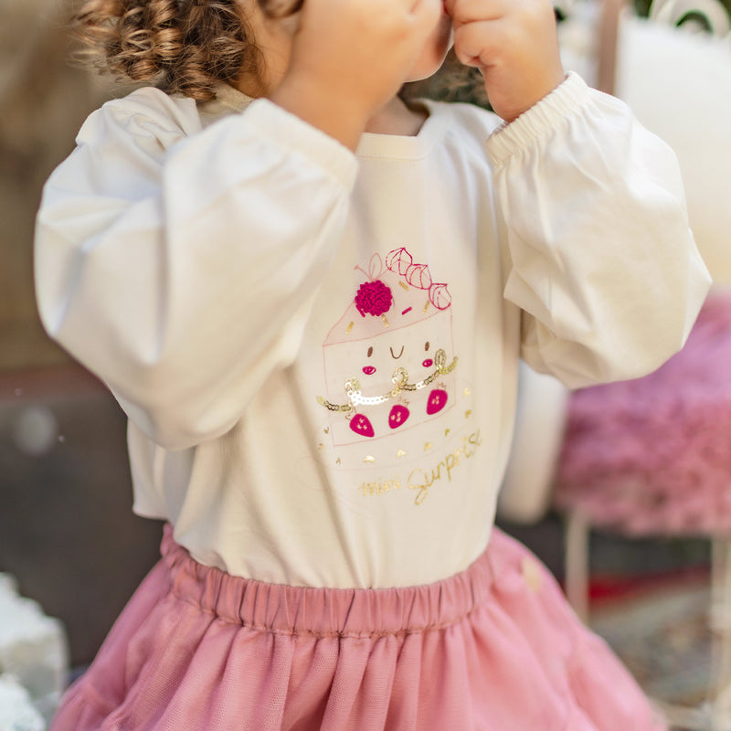 Souris Mini T-shirt crème avec illustration