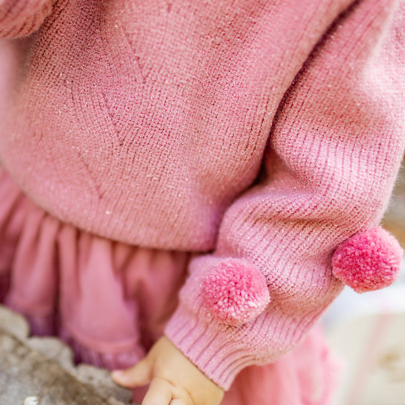 Souris Mini Chandail rose scintillant en tricot