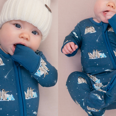 Belan . J Dormeuse avec pieds - Penguins (night sky)