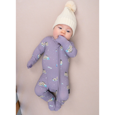 Belan . J Dormeuse avec pieds - Penguins (Periwinkle)