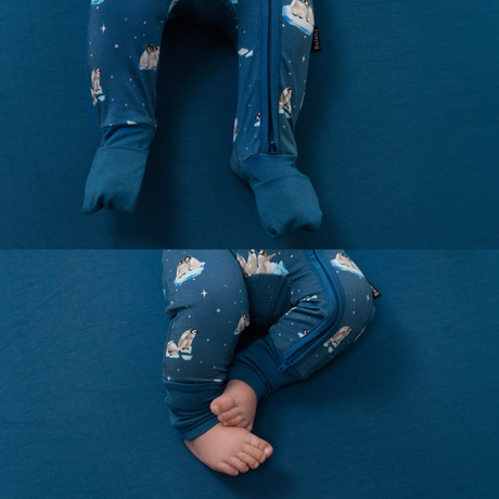 Belan . J Dormeuse avec pieds rabattables - Penguins (Night sky)