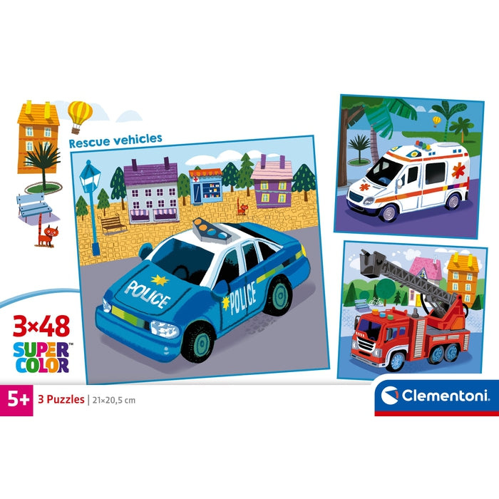 Clementoni Casse-tête - Véhicules d'urgence - 3x48pcs
