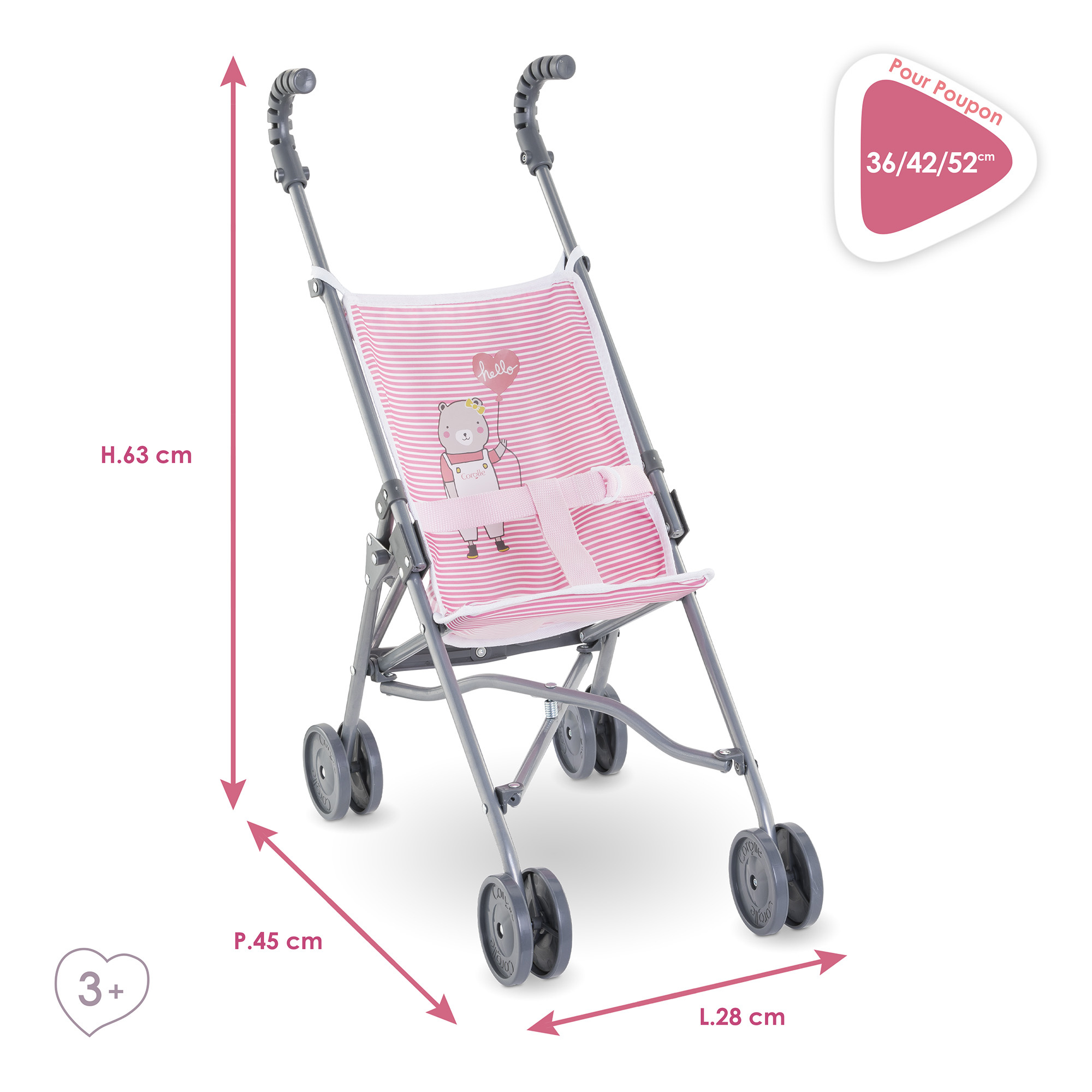 Corolle Poussette canne rose