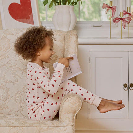 Petit Lem Ensemble pyjama gaufré imprimé de coeur