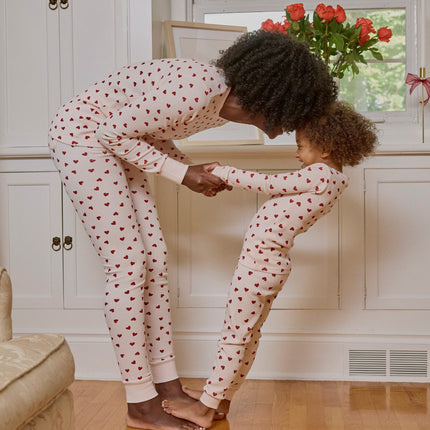 Petit Lem Ensemble pyjama gaufré imprimé de coeur