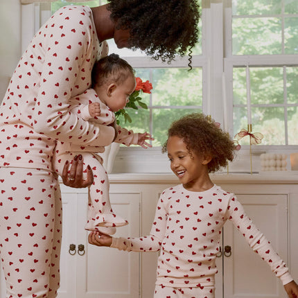 Petit Lem Ensemble pyjama gaufré imprimé de coeur