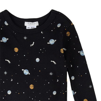 Petit Lem Ensemble pyjama côtelé noir espace