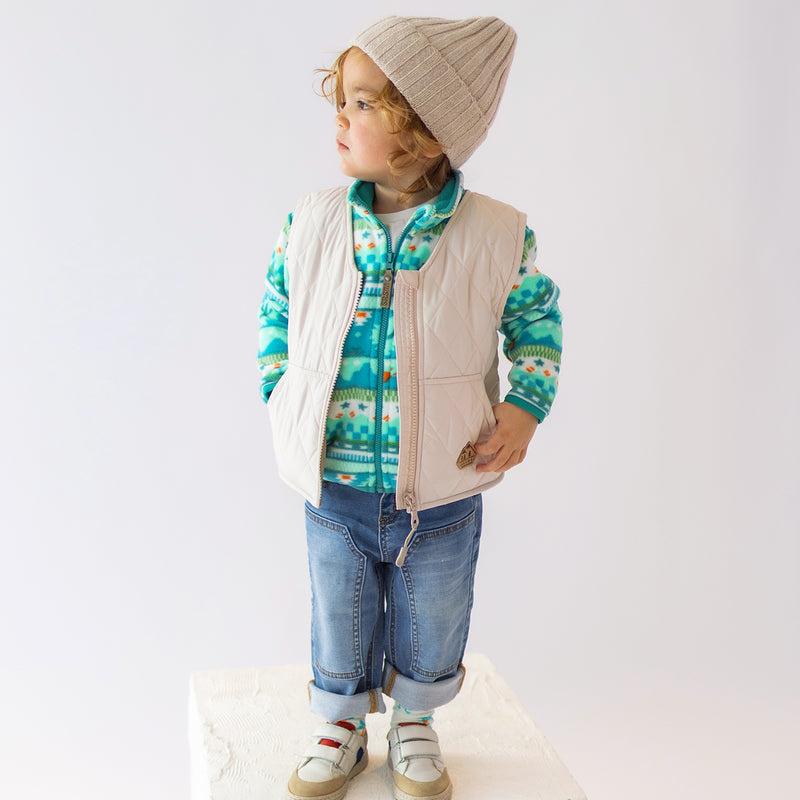 Souris Mini Turquoise patterned fleece jacket