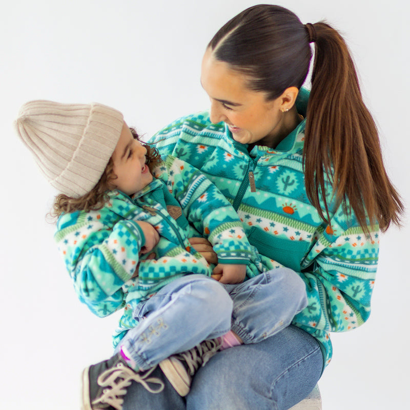 Souris Mini Turquoise patterned fleece jacket