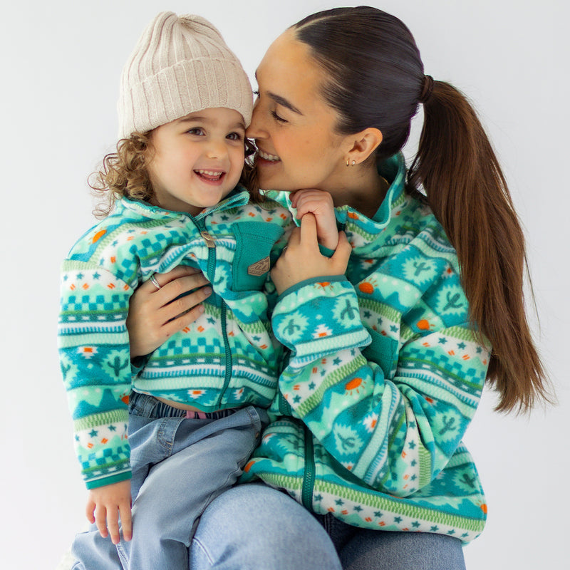 Souris Mini Turquoise patterned fleece jacket