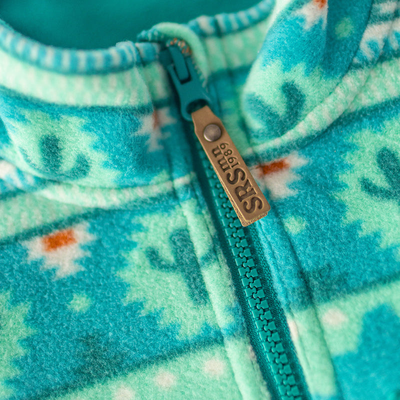 Souris Mini Turquoise patterned fleece jacket