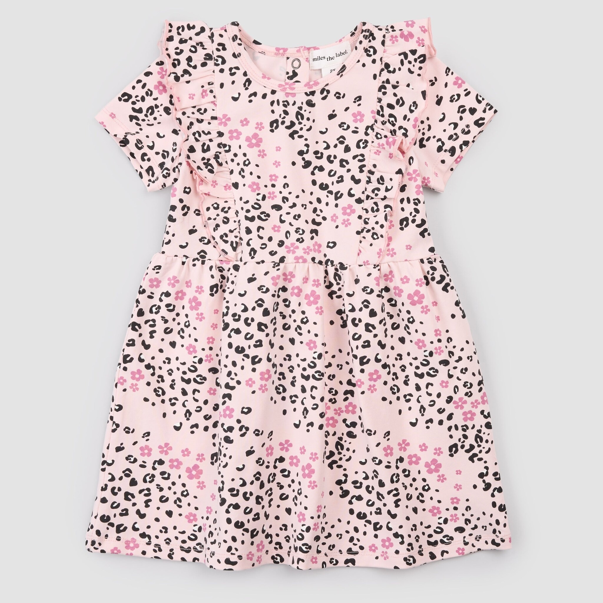 Miles the label Robe à volants rose imprimés leopard (12m/24m)
