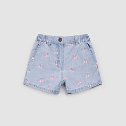 Miles the label Cherries Embroidery on Chambray Shorts