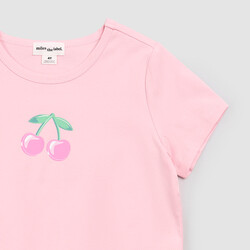 Miles the label Cherries on Pink Ruched T-Shirt