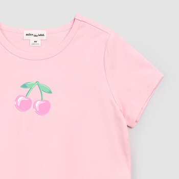 Miles the label T-shirt froncé rose à imprimé cerises