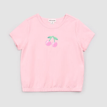 Miles the label T-shirt froncé rose à imprimé cerises