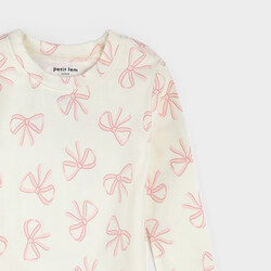 Petit Lem Bows Print on Ivory PJ Set
