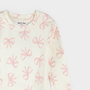 Petit Lem Bows Print on Ivory PJ Set