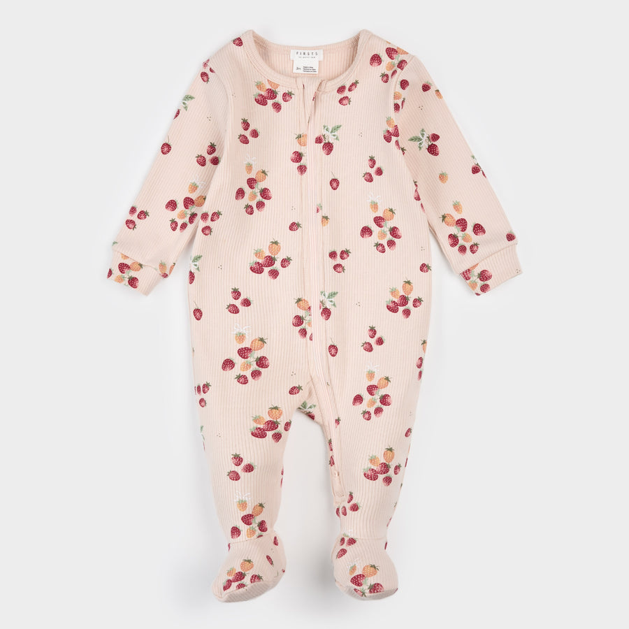 Petit Lem Dormeuse côtelé à imprimé de fraise
