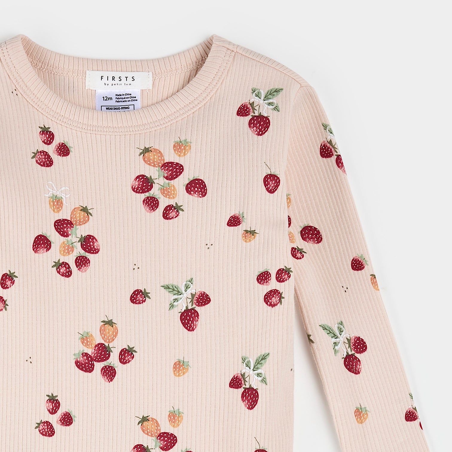 Petit Lem Ensemble pyjama côtelé imprimé de fraise