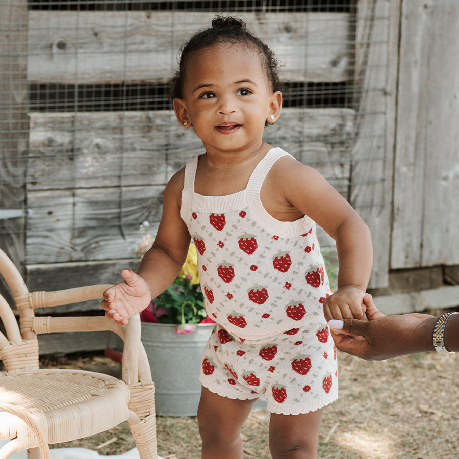 Petit Lem Ensemble short en tricot à imprimé fraises