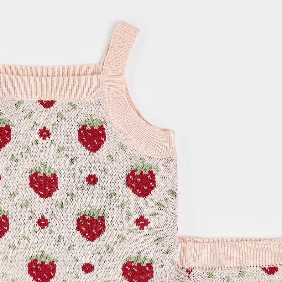 Petit Lem Ensemble short en tricot à imprimé fraises