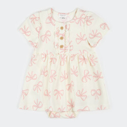 Petit Lem Robe cache-couche imprimé de rubans rose