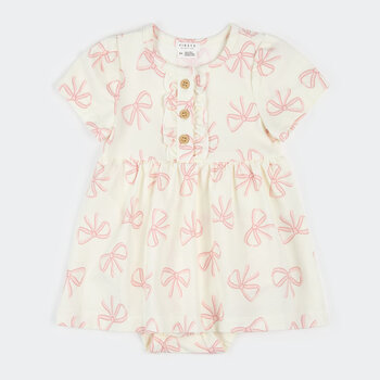 Petit Lem Robe cache-couche imprimé de rubans rose