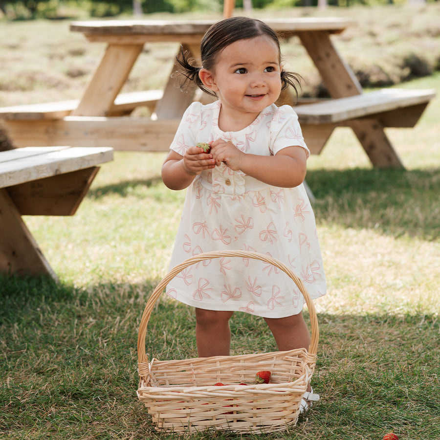 Petit Lem Robe cache-couche imprimé de rubans rose