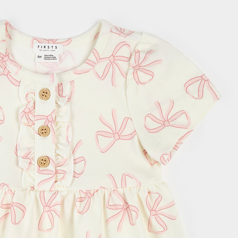 Petit Lem Robe cache-couche imprimé de rubans rose