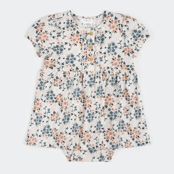 Petit Lem Robe cache-couche crème à imprimé fleurs printanières