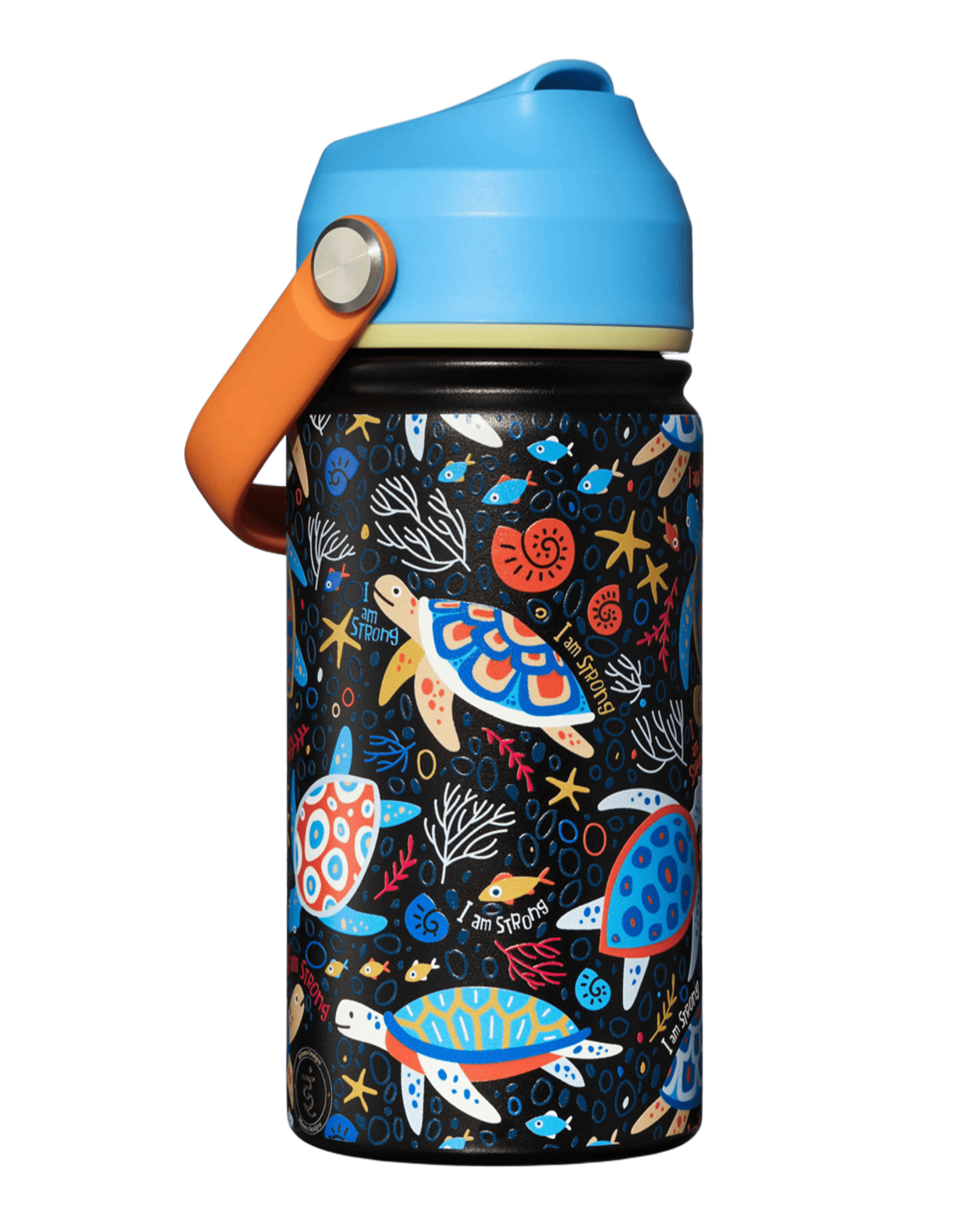 Inkaara Bouteille d'eau isotherme pour enfants 12oz. - Tortue "I am strong"