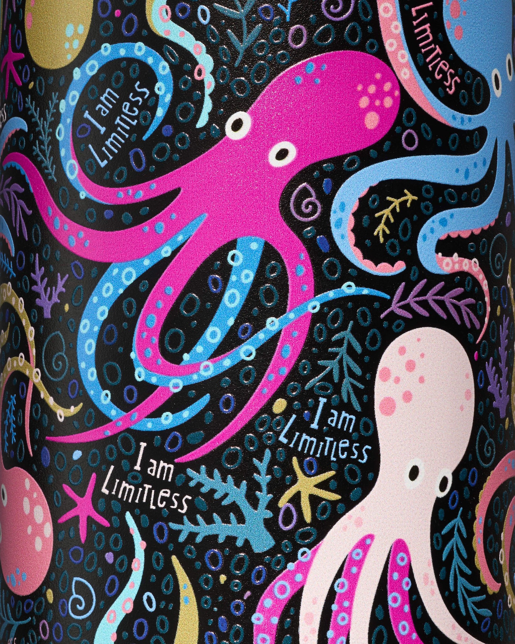 Inkaara Bouteille d'eau isotherme pour enfants 12oz. - Pieuvre "I am limitless"