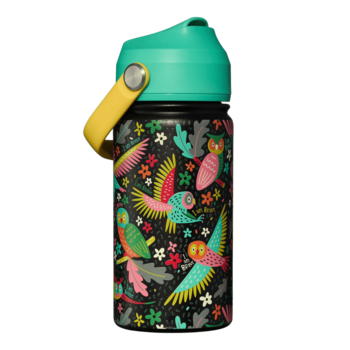 Inkaara Bouteille d'eau isotherme pour enfants 12oz. - Hibou "I am brave"
