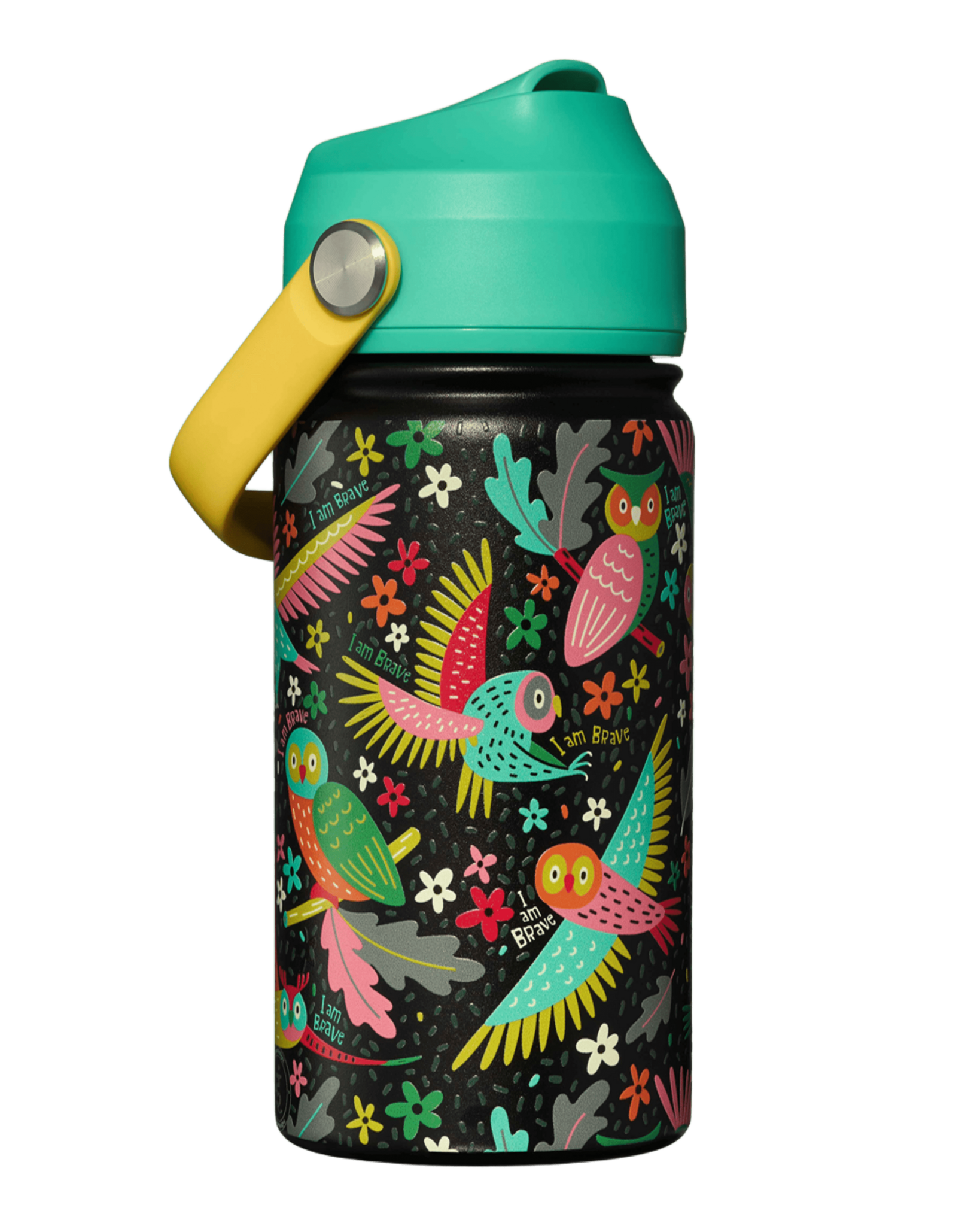 Inkaara Bouteille d'eau isotherme pour enfants 12oz. - Hibou "I am brave"
