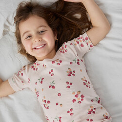 Petit Lem Ensemble pyjama côtelé imprimé de fraise