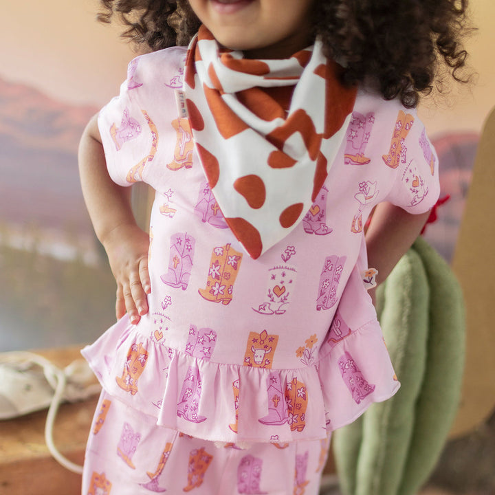 Souris Mini Chandail rose à motifs bottes de cowboy