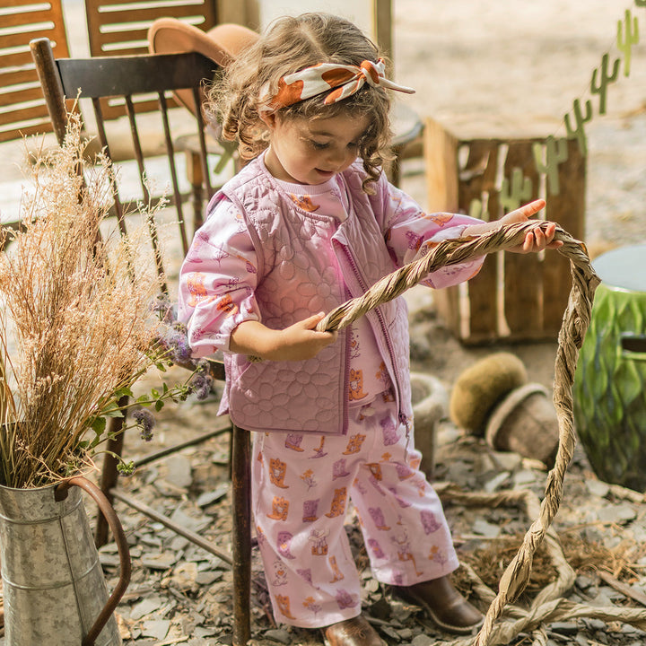 Souris Mini Chandail rose à motifs bottes de cowboy